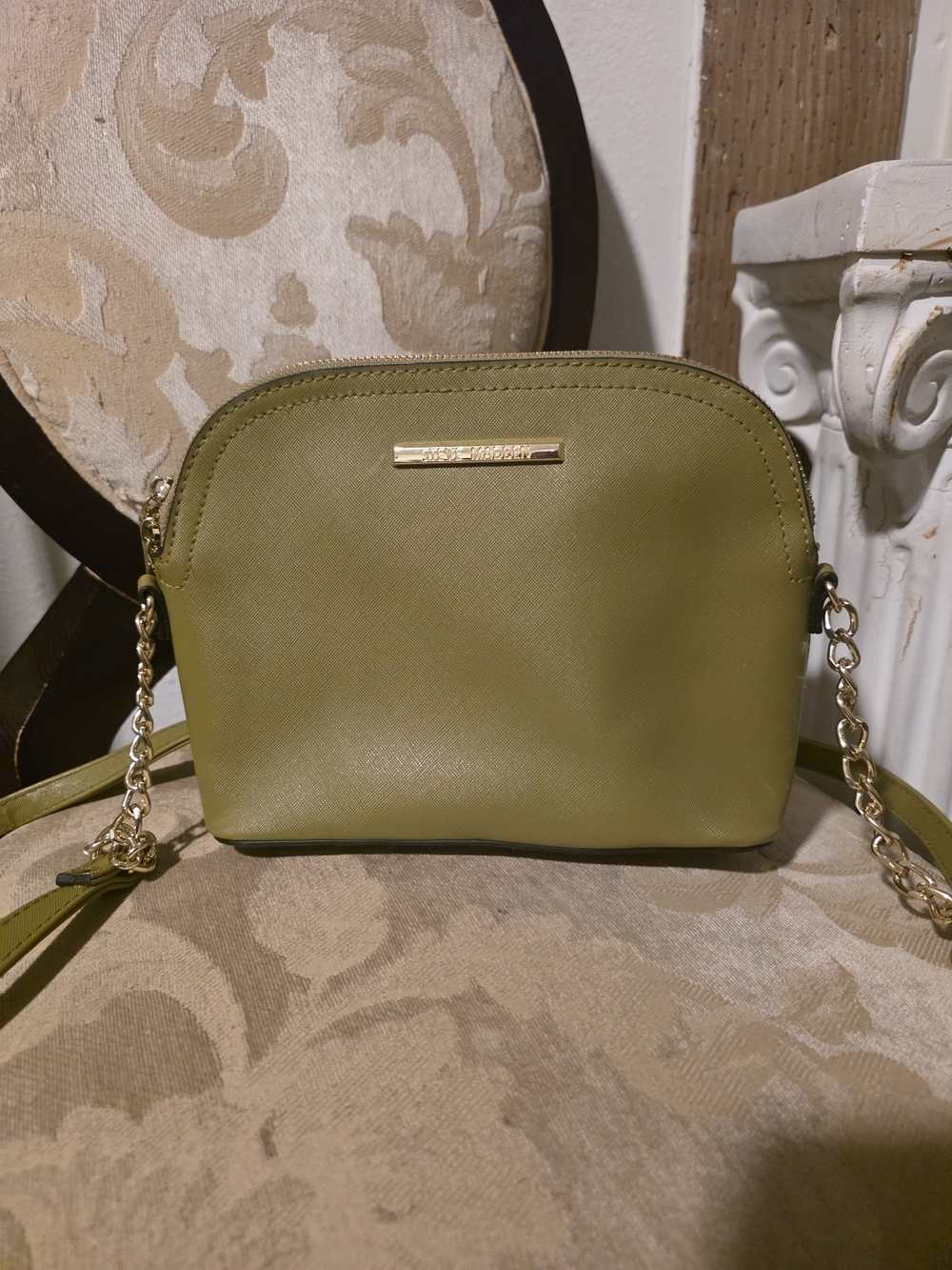 Steve Madden Olive Green Crossbody Bag with Gold Chain